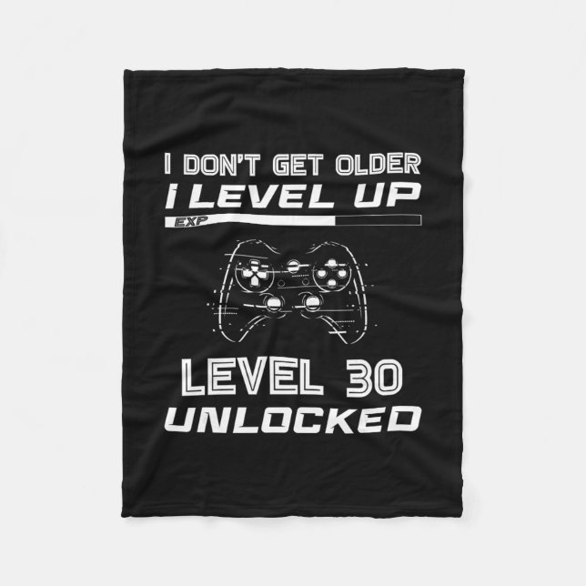 Level 30 Unlocked Gamer 30th Birthday Decorations  Fleece Blanket (Front)