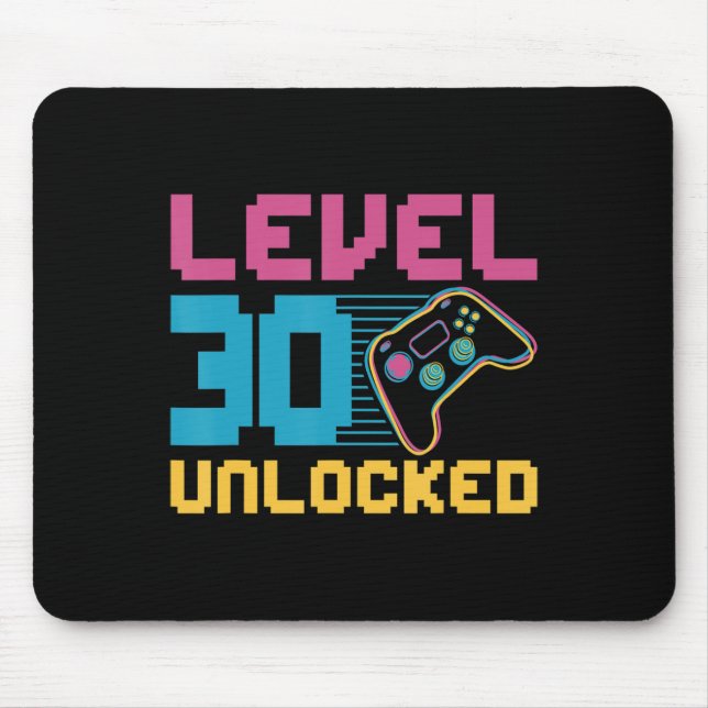 Level 30 unlocked Gaming Birthday  Mouse Mat (Front)