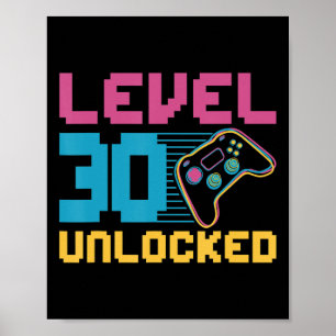 Level 30 unlocked Gaming Birthday  Poster