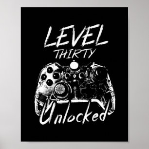 Level 30 Unlocked Shirt 30 Year Old Gift Gamer 30t Poster