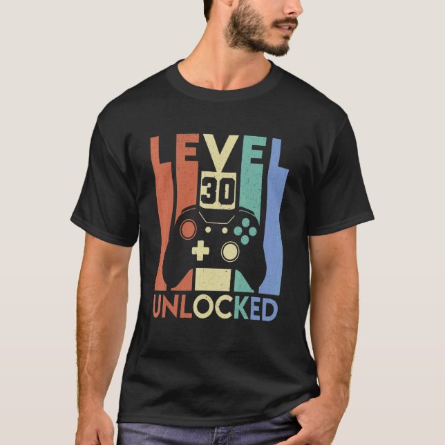 Level 30 Unlocked  Video Gamer Boys Girls 30th Bir T-Shirt (Front)