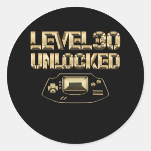 Level 30 Unlocked Vintage Gamepad 30th Birthday Gi Classic Round Sticker
