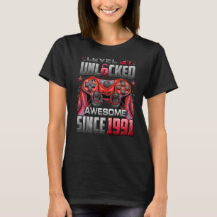 Level 31 Unlocked Awesome Since 1991 31st Birthday T-Shirt