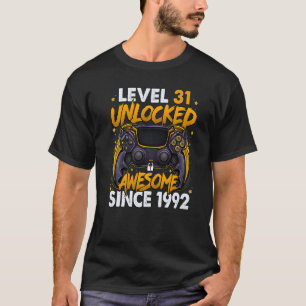 Level 31 Unlocked Awesome Since 1992 31st Birthday T-Shirt