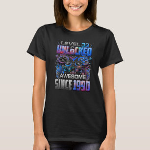 Level 33 Unlocked Awesome Since 1990 33rd Birthday T-Shirt