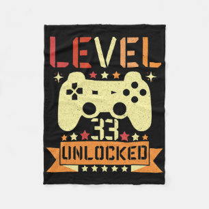 Level 33 Unlocked Video Game 33rd Birthday Gamer Fleece Blanket