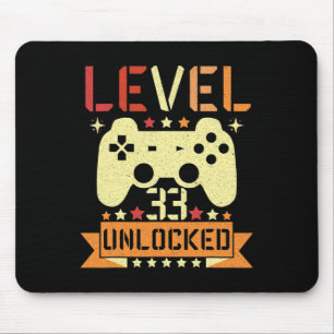 Level 33 Unlocked Video Game 33rd Birthday Gamer  Mouse Mat