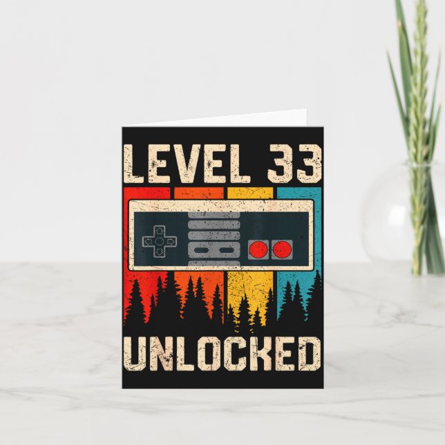 Level 33 Unlocked Video Game Controller Birthday M Card (Front)