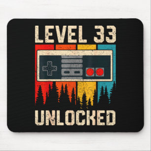 Level 33 Unlocked Video Game Controller Birthday M Mouse Mat