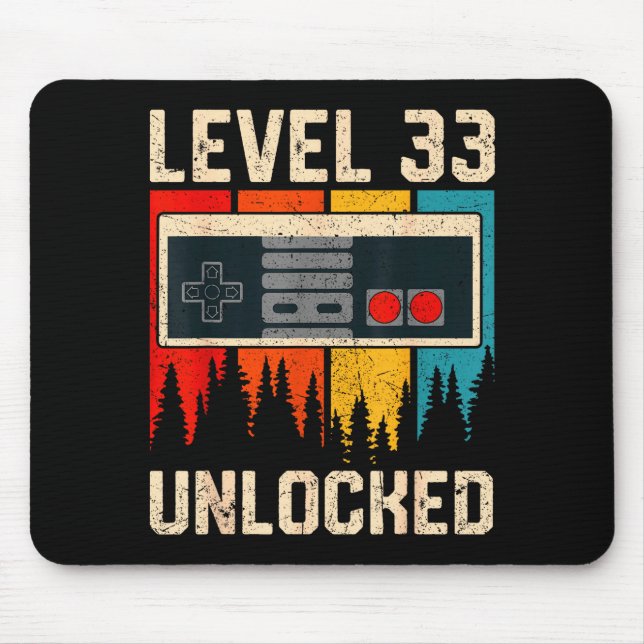 Level 33 Unlocked Video Game Controller Birthday M Mouse Mat (Front)
