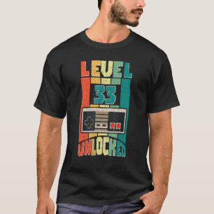 Level 33 Unlocked Video Gamer 33rd Birthday Boys T-Shirt