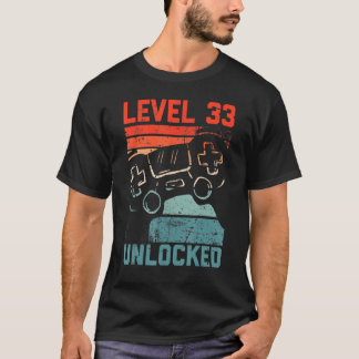 Level 33 Unlocked Video Gamer 33th Birthday Men Bo T-Shirt