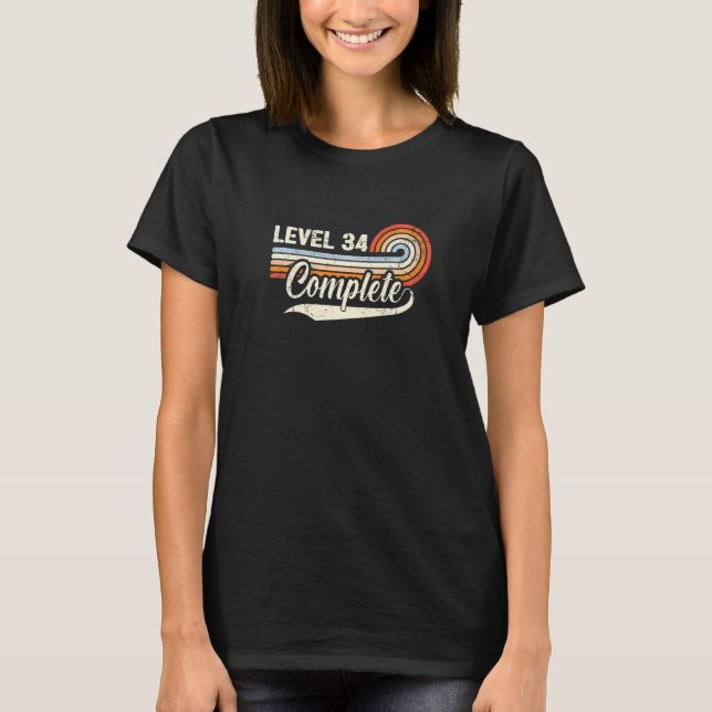 Level 34 Complete  34th Wedding Aniversary For Him T-Shirt (Front)