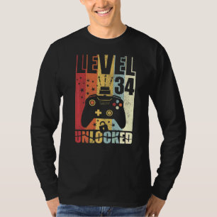 Level 34 Unlocked Birthday Level Up 34th Birthday T-Shirt
