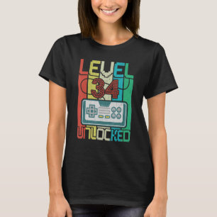 Level 34 Unlocked Video Gamer 34th Birthday T-Shirt