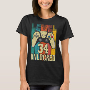 Level 34 Unlocked Video Gamer 34th Birthday T-Shirt