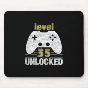 Level 35 Unlocked 35th Birthday 35 Year Old Gift F Mouse Mat