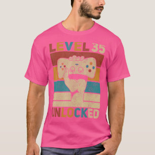Level 35 Unlocked 35th Birthday 35 Years Old Gamer T-Shirt