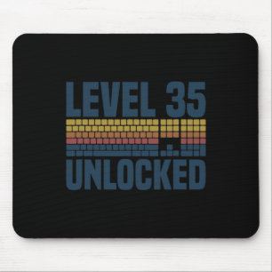 Level 35 Unlocked 35th Birthday 35 Years Old Video Mouse Mat