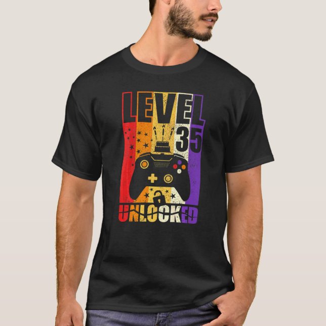 Level 35 Unlocked Birthday Level Up 35th Birthday  T-Shirt (Front)