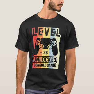 Level 35 Unlocked Console Gamer 35th Birthday T-Shirt