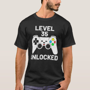 Level 35 Unlocked Funny Video Gamer Gamepad 35th T-Shirt
