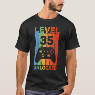 Level 35 Unlocked Video Gamer 35th Birthday T-Shirt