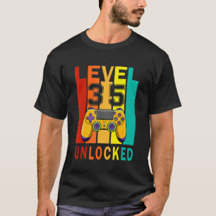 Level 35 Unlocked Video Gamer 35th Birthday T-Shirt