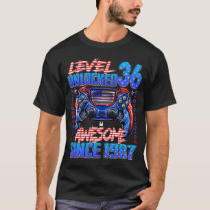 Level 36 Unlocked Awesome Since 1987 36th Birthday T-Shirt