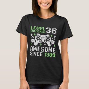 Level 36 Unlocked Awesome Since 1989 Video Gamer 3 T-Shirt
