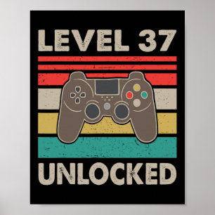 Level 37 Unlocked - 1983 37th Birthday Gift Men An Poster