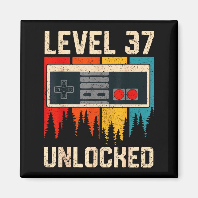 Level 37 Unlocked Video Game Controller Birthday M Magnet (Front)