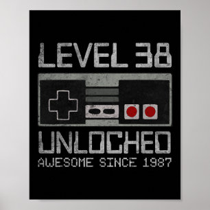 Level 38 Unlocked 38th Birthday 38 Year Old Video Poster