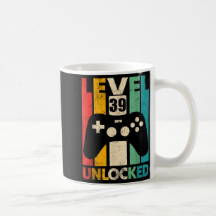 Level 39 unlocked 39th birthday video game retro coffee mug