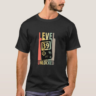 Level 39 Unlocked Retro Video Gamer 39th Birthday T-Shirt