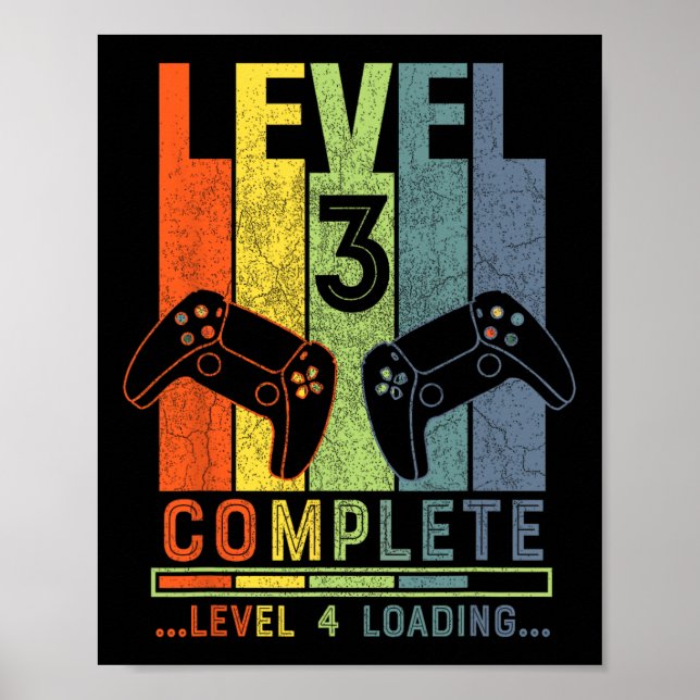 Level 3 Complete Gamer Gift 3 Years Wedding Annive Poster (Front)