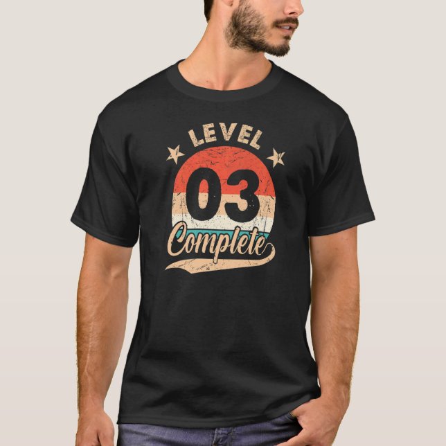 Level 3 Complete Retro 3rd Wedding Aniversary For  T-Shirt (Front)