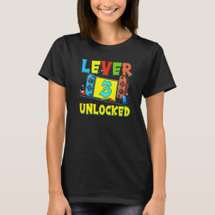 Level 3 Unlocked 3rd Birthday  Video Game 3 Year O T-Shirt