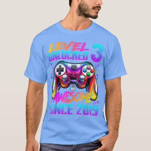 Level 3 Unlocked Awesome Since 2019 3rd Birthday G T-Shirt