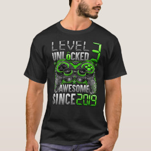 Level 3 Unlocked Awesome Since 2019 3rd Birthday T-Shirt