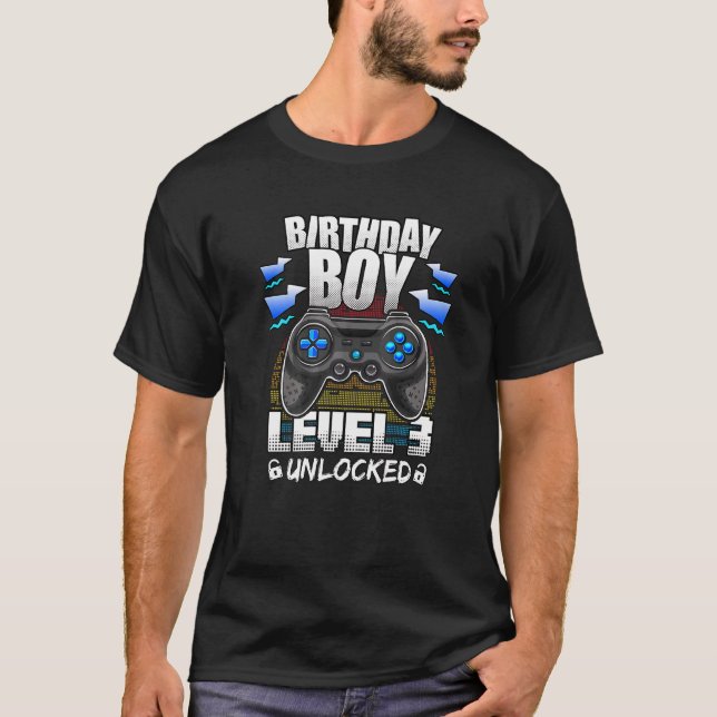 Level 3 Unlocked Video Game 3rd Birthday Gamer 3 Y T-Shirt (Front)