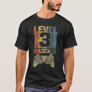 Level 3 Unlocked  Video Gamer 3rd Birthday T-Shirt