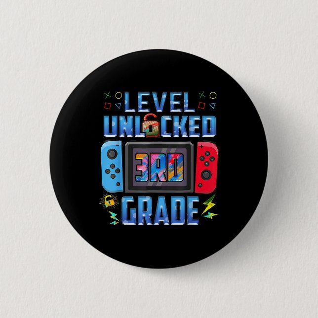 Level 3rd Grade Unlocked Back To School First Day  6 Cm Round Badge (Front)