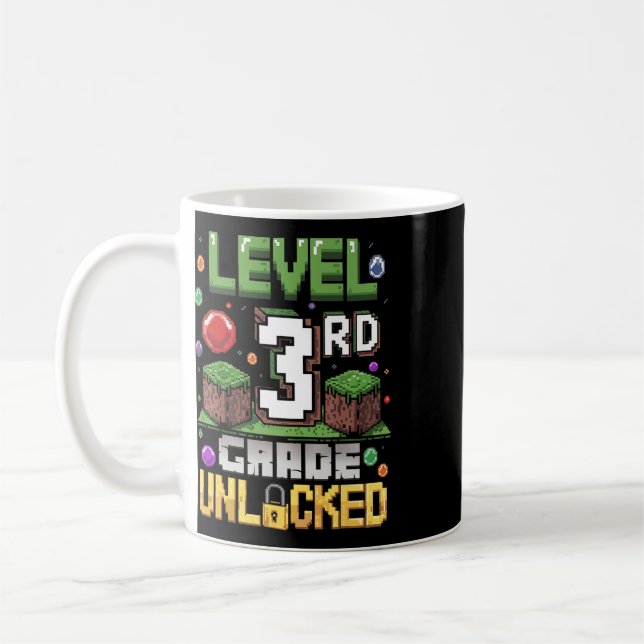 Level 3rd Grade Unlocked Video Game First Day Back Coffee Mug (Left)