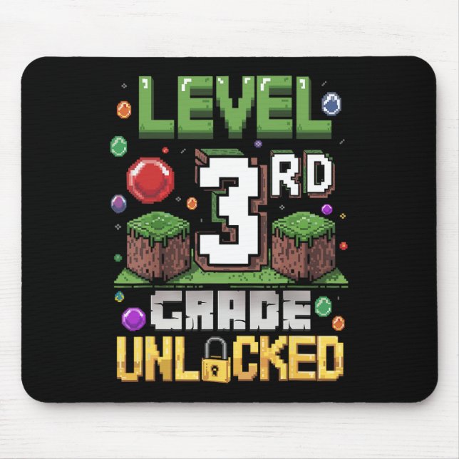Level 3rd Grade Unlocked Video Game First Day Back Mouse Mat (Front)
