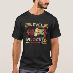 Level 40 Unlocked Awesome 1982 Video Game 40Th Bir T-Shirt