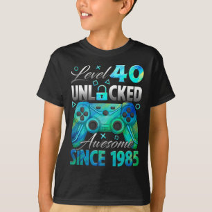 Level 40 Unlocked Awesome Since 1985 40th Birthday T-Shirt