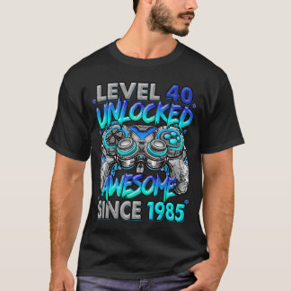 Level 40 Unlocked Awesome Since 1985 40th Birthday T-Shirt