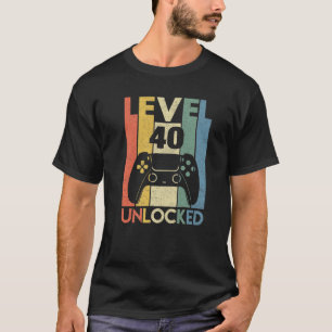 Level 40 Unlocked Funny Video Gamer 40Th Birthday T-Shirt
