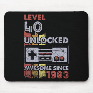 Level 40 Unlocked Gamer 40th Birthday Gift Video G Mouse Mat